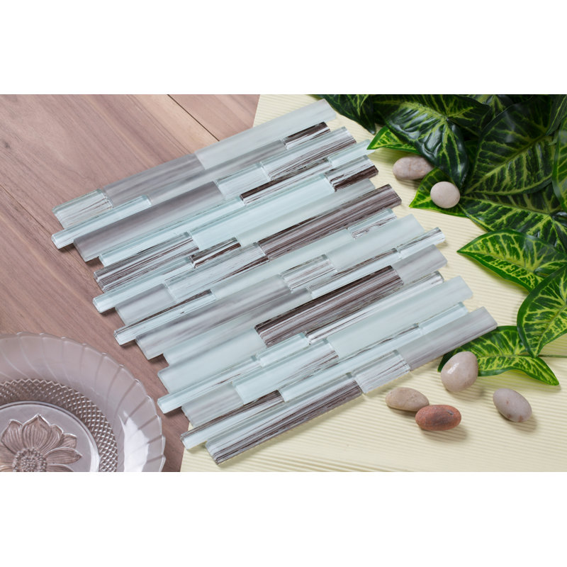 Mahi Random Sized Glass Linear Mosaic Wall & Floor Tile, Brown/Light Gray
