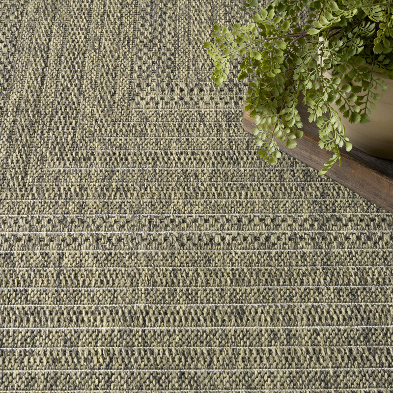 Cascio Geometric Indoor/Outdoor Area Rug, Rectangle 6' x 9', Olive