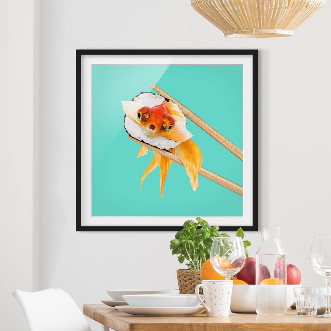 Gerahmtes Poster Sushi mit Goldfisch von Jonas Loose