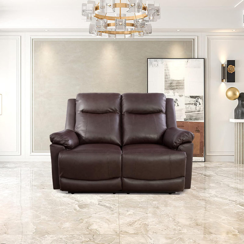 Semi Pu Synthetic Leather Recliner Loveseat Sofa, Brown
