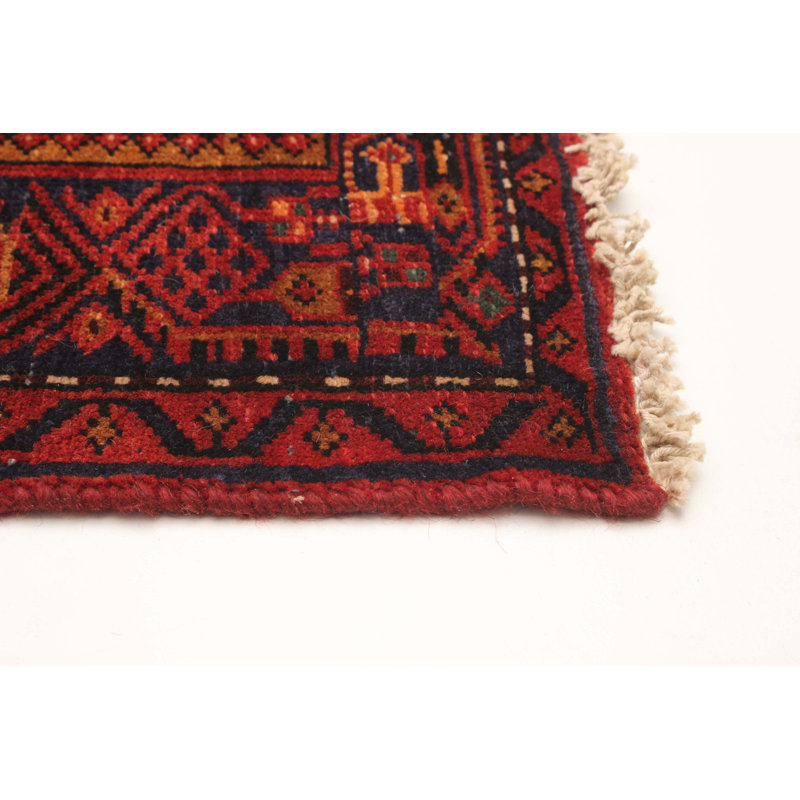 Tapis rouge unique noué à la main 4 pi 4 po x 7 pi 0 po One Of Kind