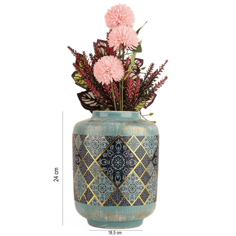 Hand-Painted Decorative Pot, Ceramic Body, 7.3 in Diameter x 9.4 in Height | Elegant Home Décor, Perfect for Indoor Plants & Flowers | Unique Artistry, Adds Style to Any Space