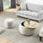Round Storage Ottoman, 2 in 1 Function, Work as End table and Ottoman,with small seat,Light grey(25"x25"x14.7")-1251267829