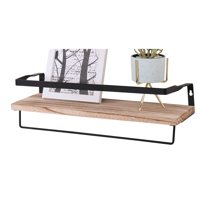 De 2 tablettes en bois naturel - Monté avec des supports pour chambre à coucher, salon, cuisine, salle de bain