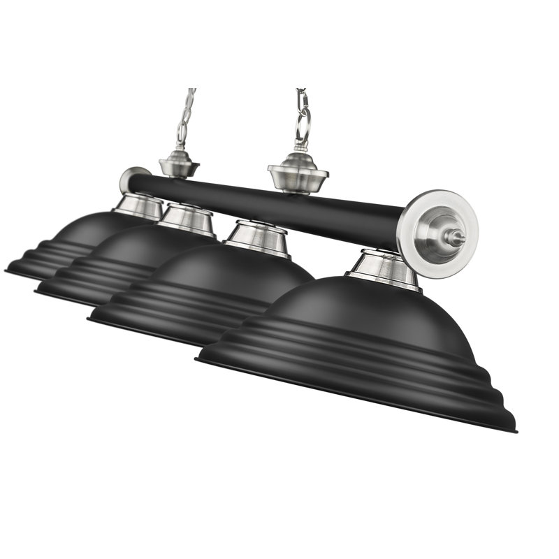 Billard 4 lumières Annaleisa, Noir mat, Noir mat/nickel brossé