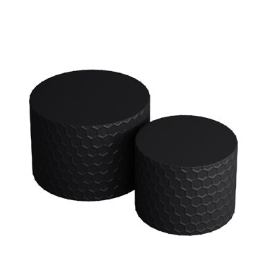 Modern Round Coffee Table With Honeycomb Design, Stylish Nesting Tables For Living Room & Bedroom, Black (2 Pieces) - , Space, Easy To Clean, No Assembly , Drum Circle Quality Assembly, Suitable And