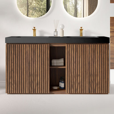 Meuble-lavabo double 60 po avec surface solide 60 po