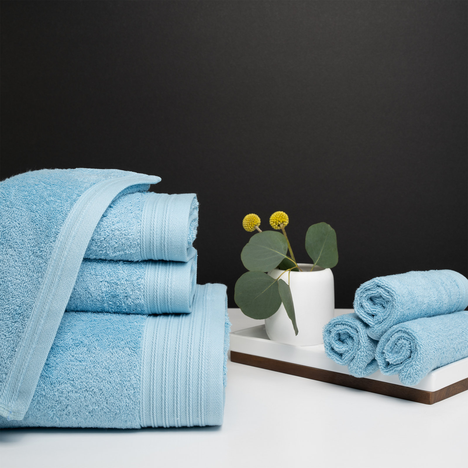 Doncia 8-Piece Cotton Towel Set, Sky Blue