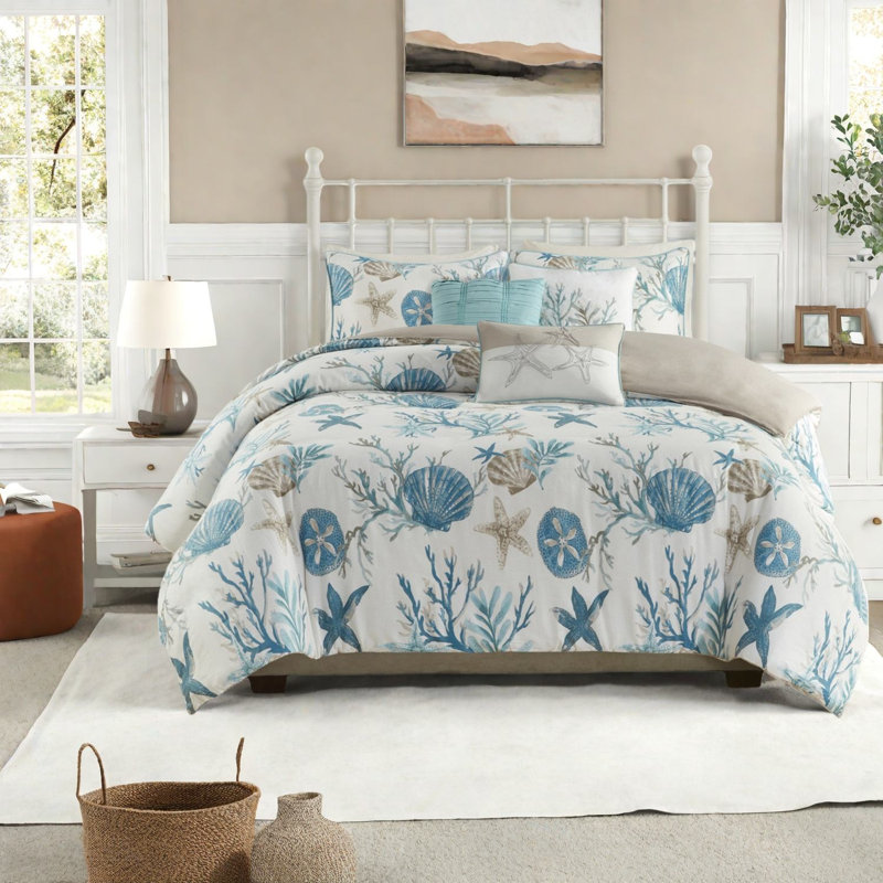 Ensembles de literie pour grand lit en satin de coton de qualité supérieure, style bord de mer pour la maison