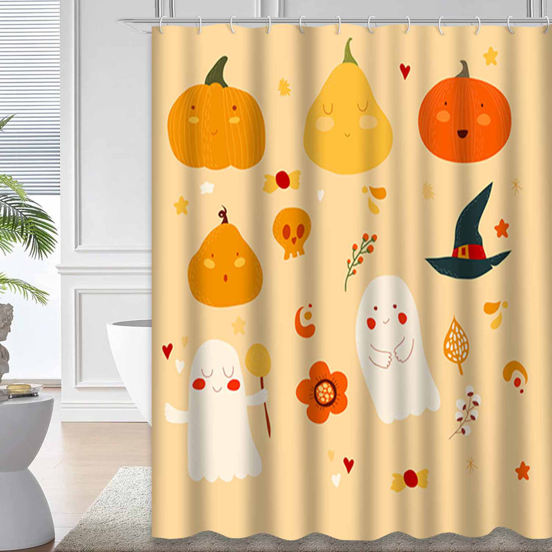 Mignon rideau de douche orange bonbon avec 12 crochets, L 72 po x l 78 po