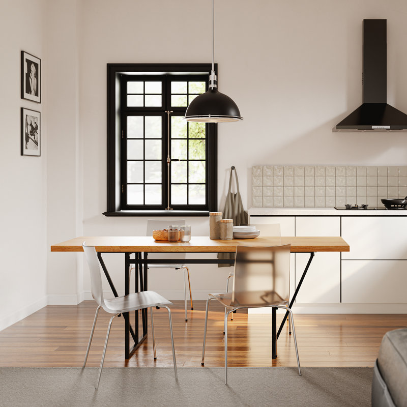 200 cm Extendable Dining Table with Steel Base