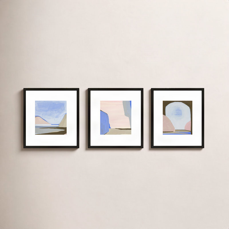 «Morning Sky Set of 3» par Andrea Stokes - Art mural encadré, Cadre noir, H 30 po x l 24 po