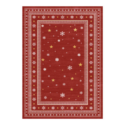Tapis de Noël à motifs de flocons de neige, lavables, pour salon, jeté de canapé, tapis fleuri vintage