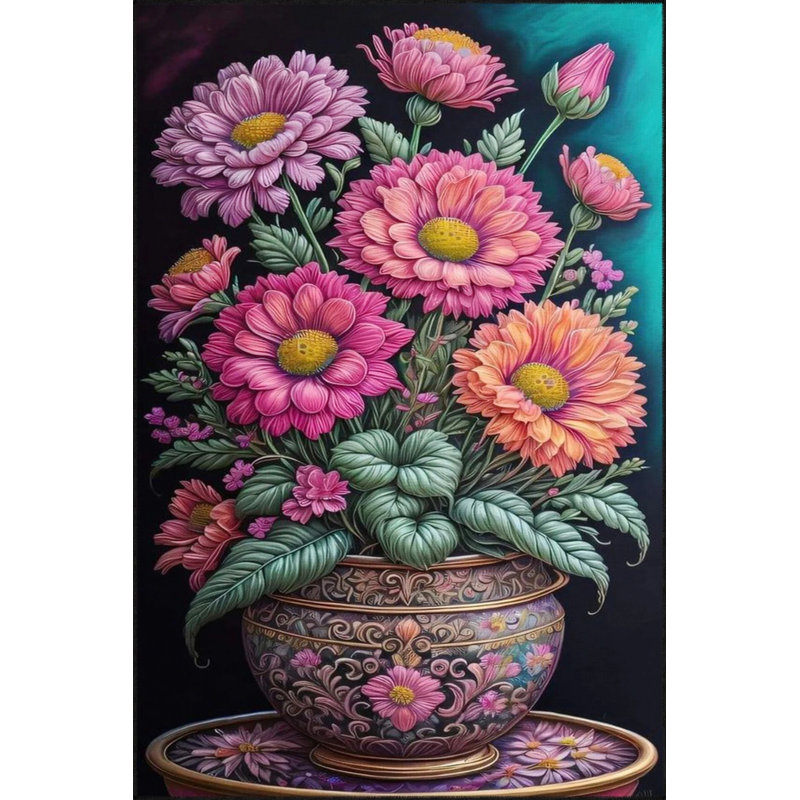 Tapis décoratif géométrique moderne de couleur rose, Rectangle 4 pi 8 po x 6 pi 7 po