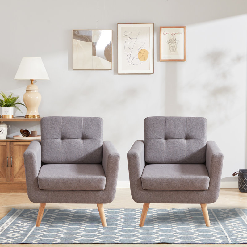 Jadier 30" Wide Tufted Armchair, Gray 100% Polyester