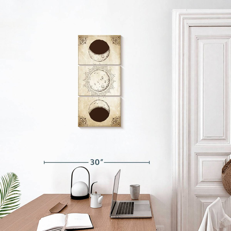 Phases de lune antiques, H 27 po x l 12 po