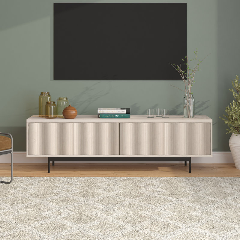 Jaiona Unfinished TV Stand for TVs up to 75", Alder White