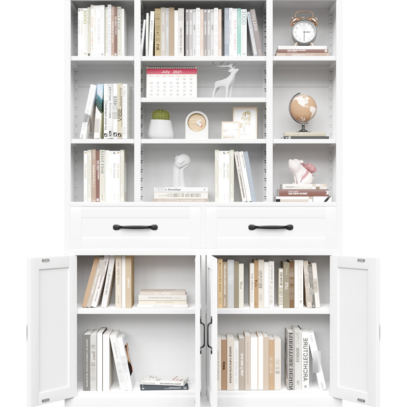 Bibliothèque en métal de 71 pouces de hauteur avec tiroirs, tablettes réglables et portes d'armoire pour l'organisation de la chambre à coucher