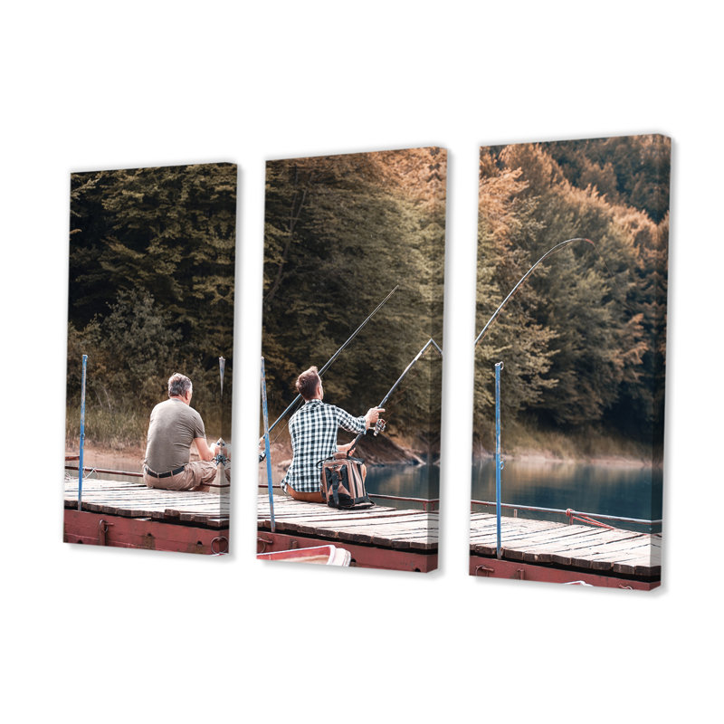 «Men Fishing At The Dock Photo», ensemble d'art sur toile Chasse et pêche, H 28 po x l 36 po