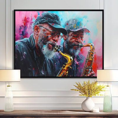 All That Jazz Two Saxophone Players Vintage - Musician Wall Art Living Room
