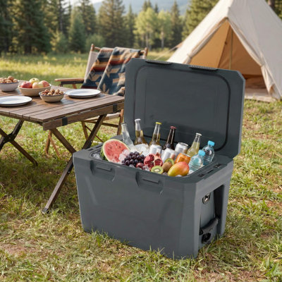Refroidisseur de glacière portatif à coque rigide résistant aux égratignures avec 2 porte-gobelets intégrés et ouvre-bouteille pratique pour le camping en plein air