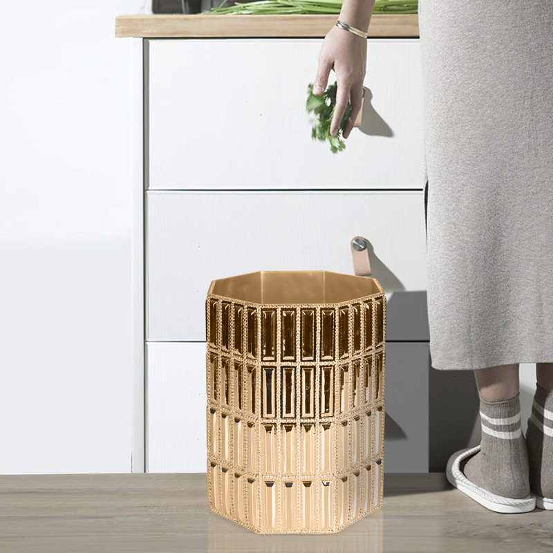 Glitz Resin Open Waste Basket - 2 Gallons, Gold