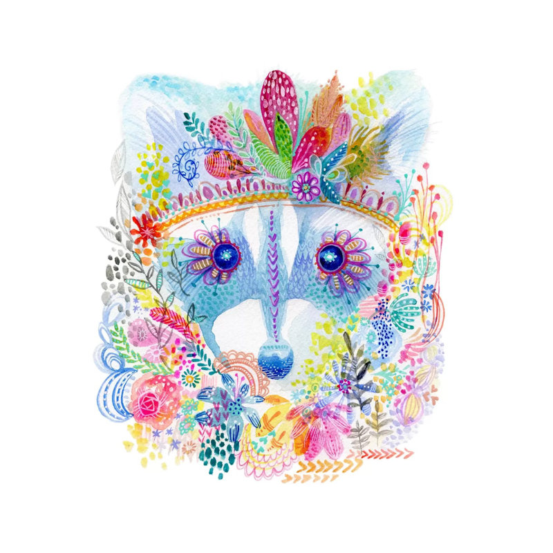 Pixie Raccoon by Stephanie Corfee - Wrapped Canvas Painting, 30.48 cm H x 30.48 cm W
