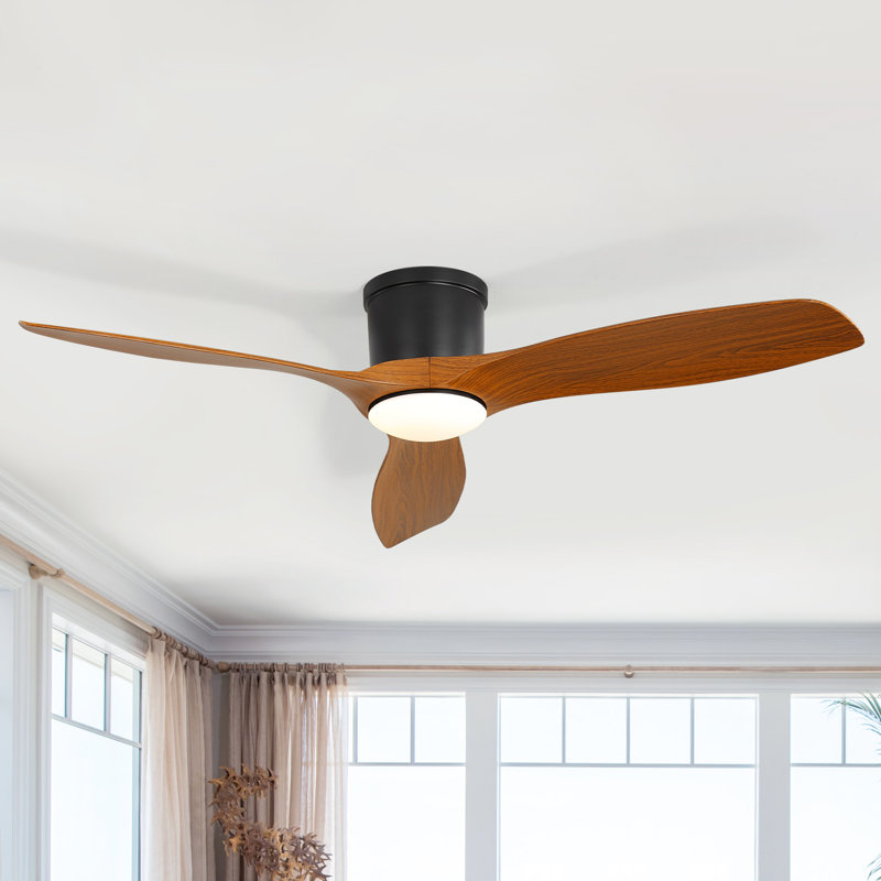 52'' 3-Blade Sand Nickle Modern Celling Fan With Led Light and Remote Control, Black