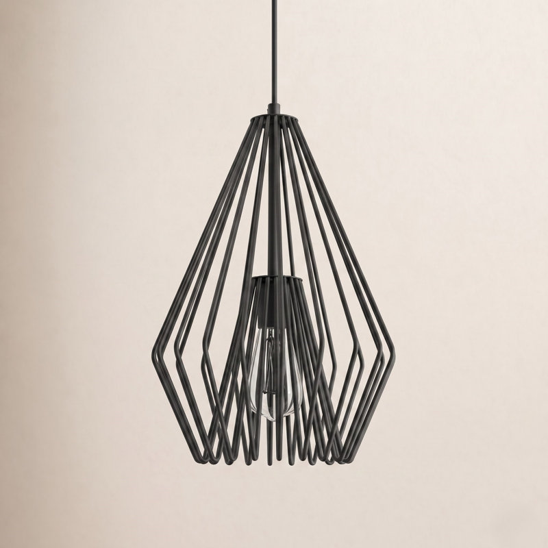 Frankie 1 - Light Unique/Statement Pendant, 18.5" H x 12.25" W x 12.25" D, Matte Black