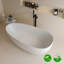 Baignoire autoportante 59 x 30,75 po, autoportante en résine en forme d'œuf, baignoire de trempage blanche matte avec trop-plein et bonde escamotable