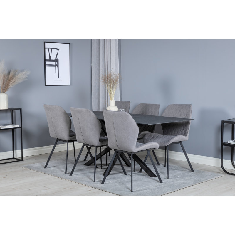 Rowell 6 - Person Dining Set, Black, Grey
