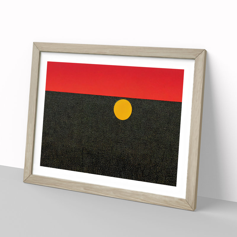 Abstract Sunset Sun Vol.9 - Single Picture Frame Print, 46cm H x 64cm W x 2cm D, Oak