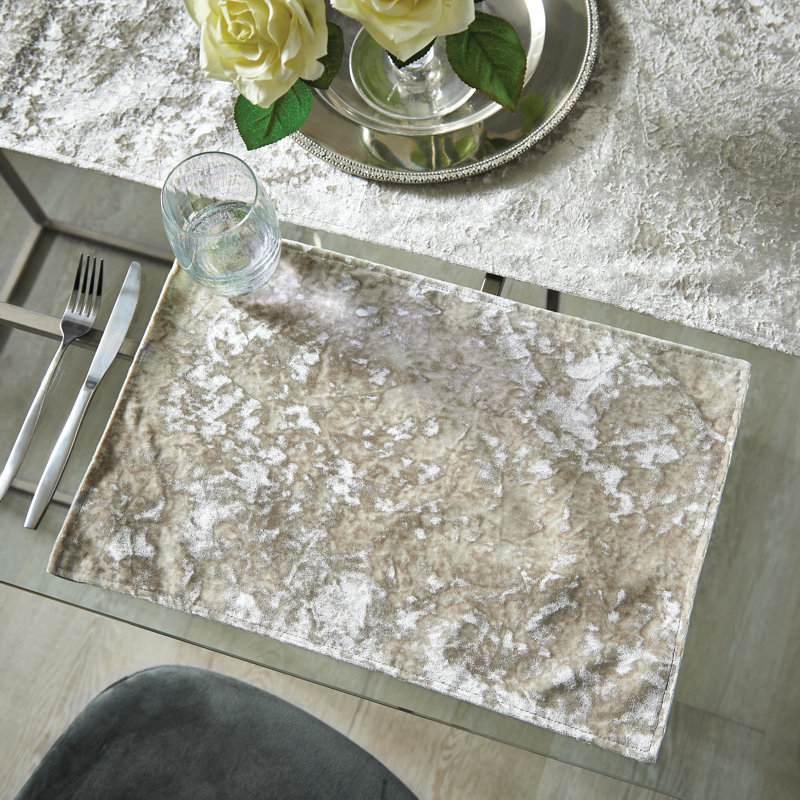 Crushed Velvet Placemat 2 Pack of Placemats, Natural