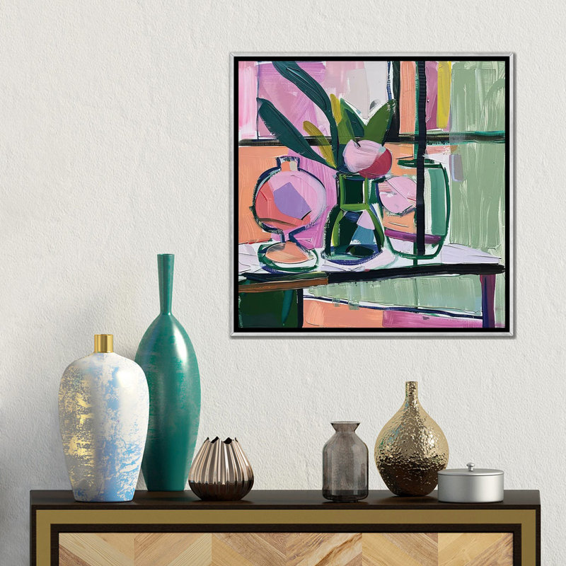 «Pastel Elegance Matisse Inspired Still Life», reproduction d'art sur toile encadrée, Argent, H 18 po x l 18 po