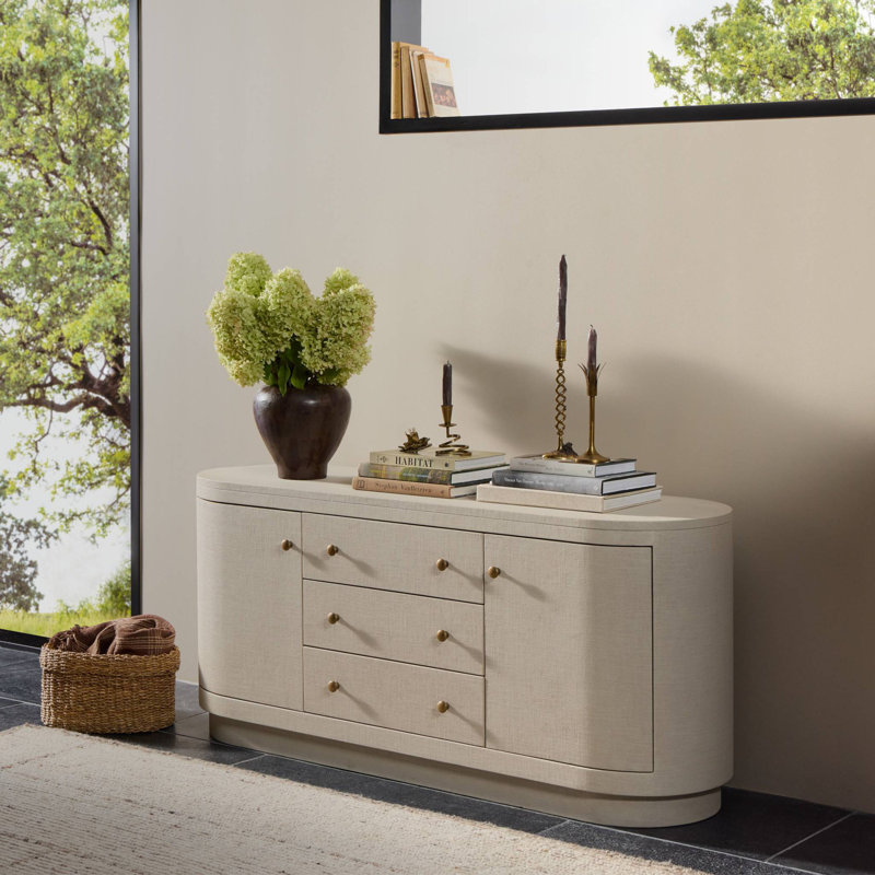 Amelia Media Console, Black Linen