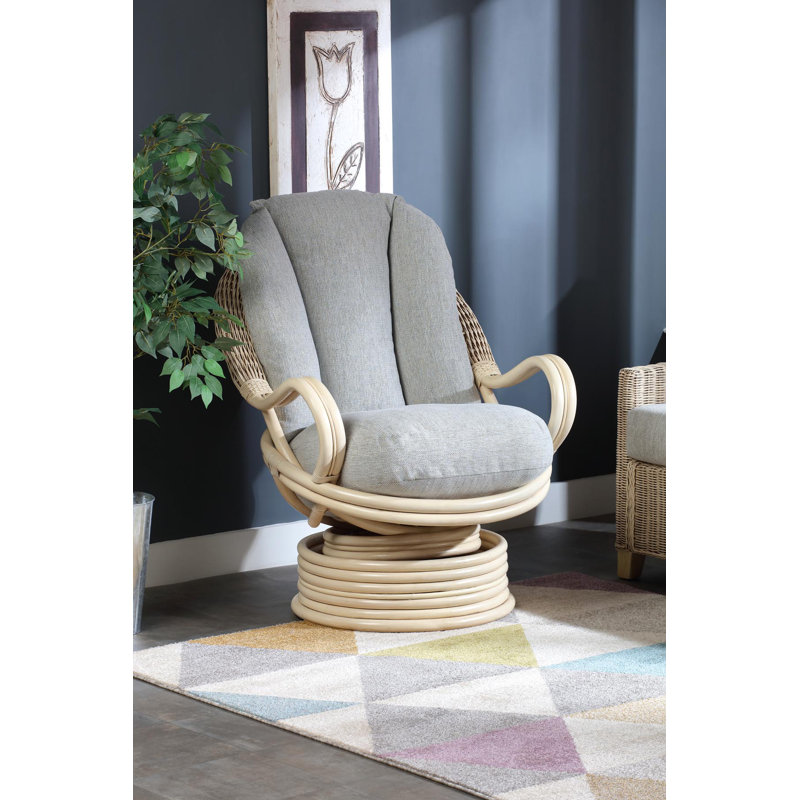 Buffavento Wicker Rocking Chair, Neutral/Blue Tinge