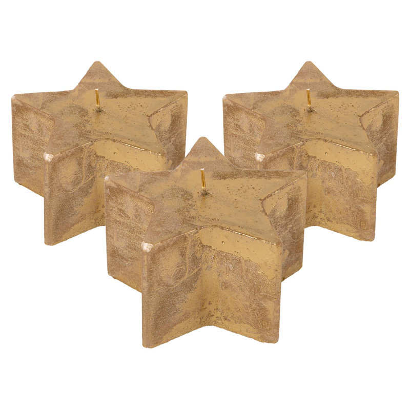 Nicola Spring - Metallic Star Candles - 75 Hours, Gold, 3