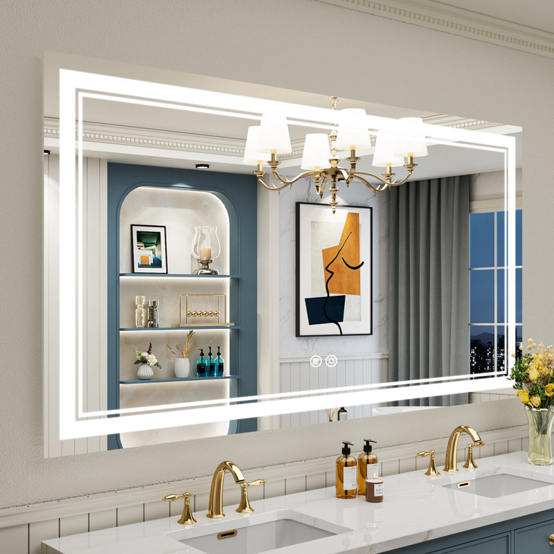 Jayce LED Vanity Mirror with Memory Function, 3 Color Temperatures & Dimmable Light, Anti-fog Tempered Glass ETL Listed Mirror