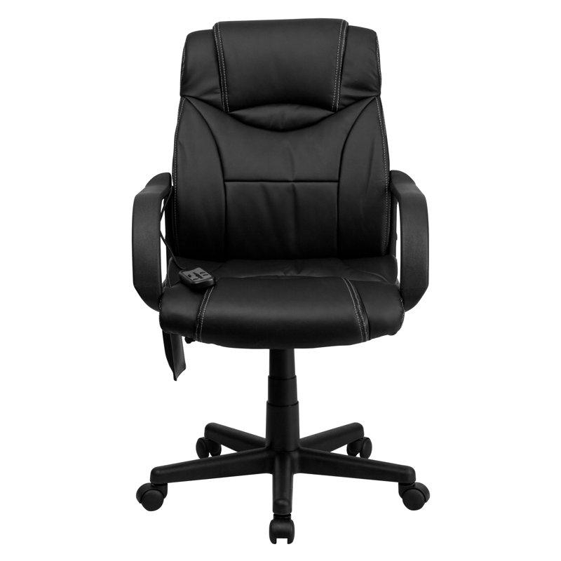 Mid-Back Ergonomic Massaging LeatherSoft Executive Office Chair w/ Arms