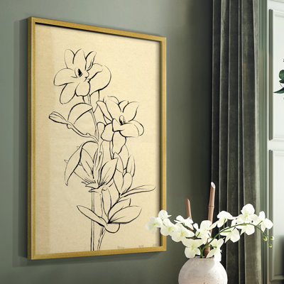 «Magnolia S croquis I», reproduction encadrée - bois massif