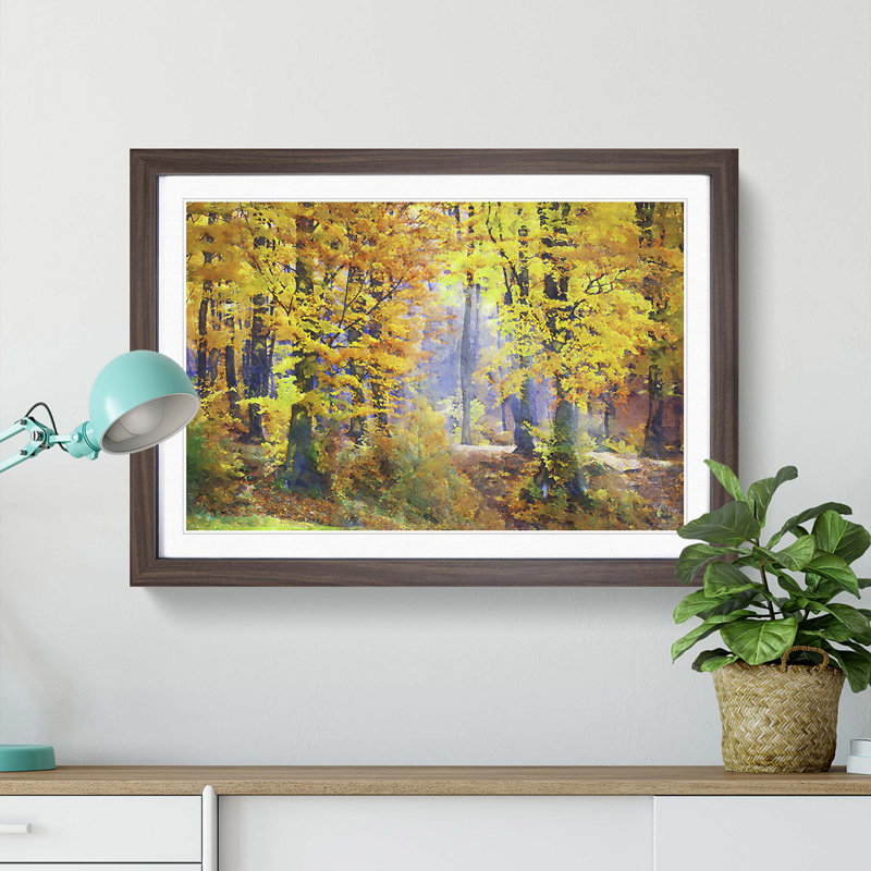 Forest in the Fall - Picture Frame Graphic Art Print, Walnut Framed, 27cm H x 36cm W x 2cm D