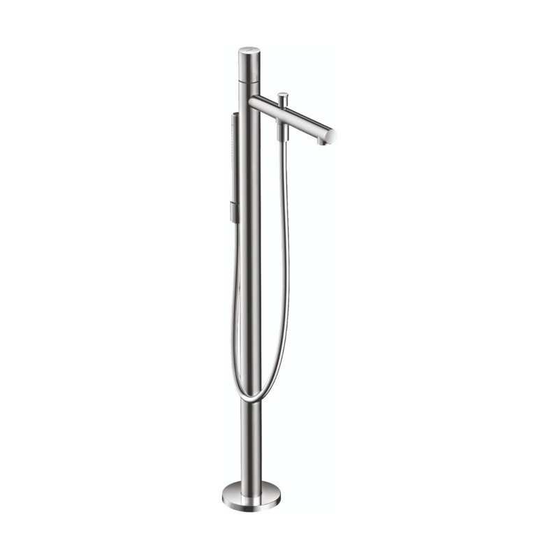 AXOR Uno Freestanding Tub Filler Trim with Zero Handle and 1.75 GPM Handshower, Chrome