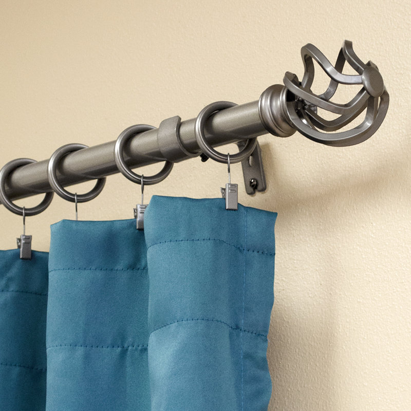 Pewter Prima Cage Single Curtain Rod Set, 42-120" Width