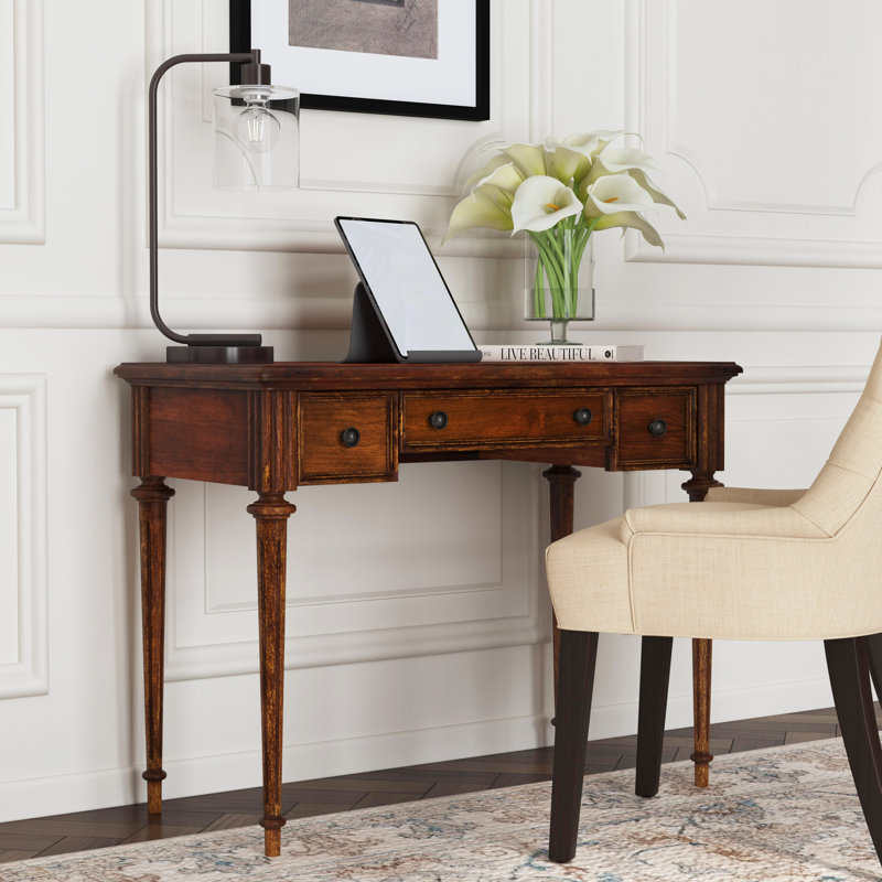 Edmund 38" Writing Desk with Storage, Light Cherry