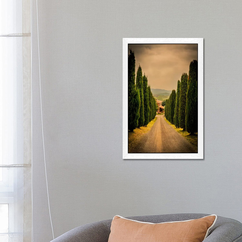 Val D'Orcia, Tuscany by Enzo Romano - Floater Frame Print on Canvas, 66.04 cm H x 45.72 cm W, White Framed