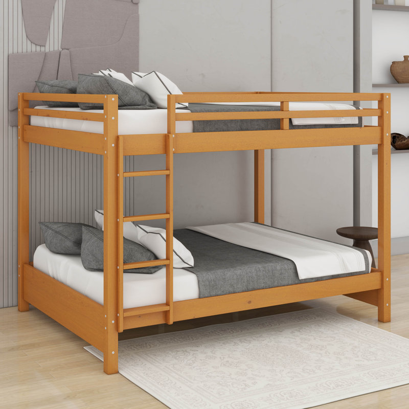 Queen Size Bunk Bed With Ladder, Wood