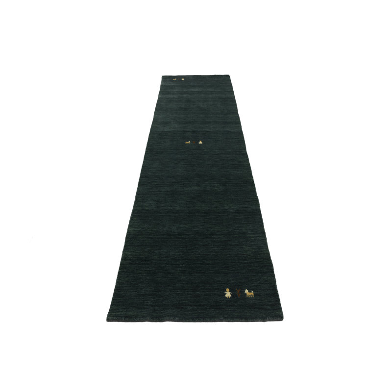 Dark Green Tribal Gabbeh Modern Area Rug, Runner 3' x 10'
