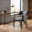 Chaise de salle à manger et de jeu Gorman en noyer avec similicuir noir-1186373892