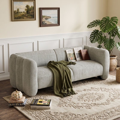 3-Seater Wave Sofa with High Resilient Sponge and Sturdy Wood Frame