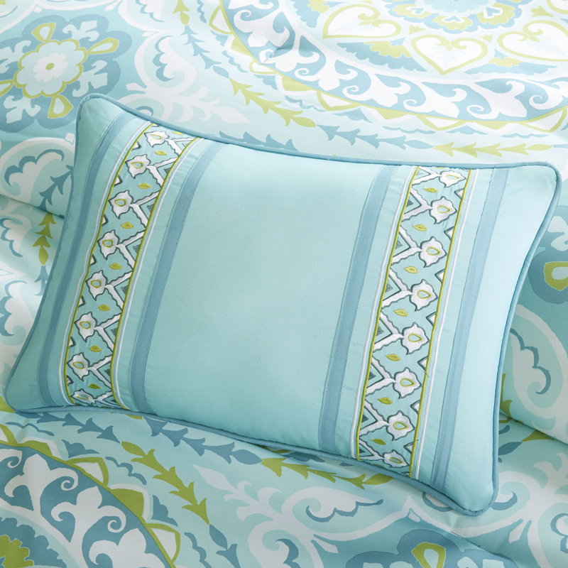 Coral and Gray Bohemian Queen Microfiber Comforter Set